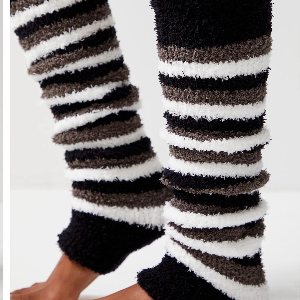 FP Movement by Free People Striped Leg Warmers - Black, White, Brown